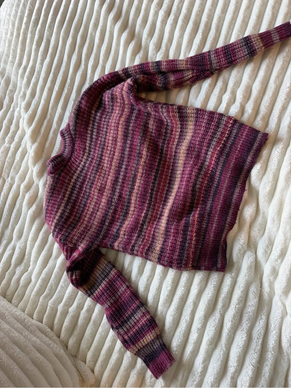 Sonoma Striped Crewneck Sweater in Pink and Burgundy